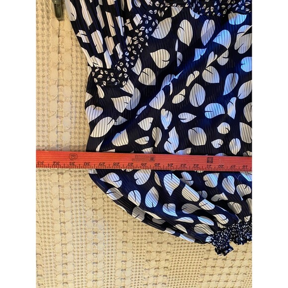 Appel Skirt Size ? Large Semi Sheer Navy White Pattern Flowy Elastic Waist - Picture 8 of 10